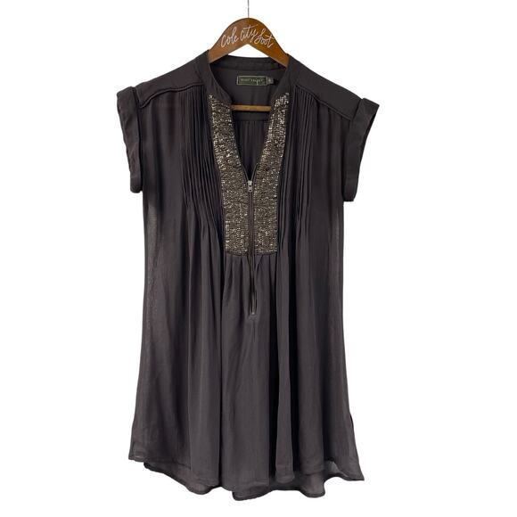 Mint Velvet Flowy Tunic Top 10 Vintage Pullover Zip - Picture 1 of 8